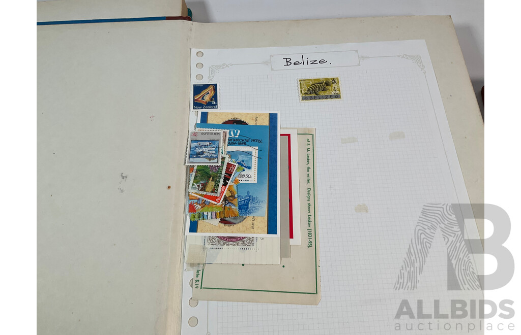 Collection of Stamp Albums Including International, New Zealand Predecimal to 1990's, 1980 Christmas Stamps From Around the World, Stanley Gibbons 2008 Stamps of the World Catalogue