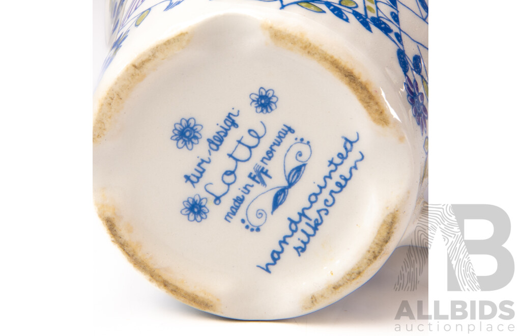 Set Four Mid Century Figgjo Flint Turi Design Lotte Hand Painted Silkscreen Porcelain Duos