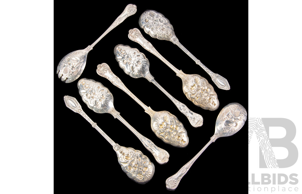 Four Sets of Two Silver Plate Berry Spoons