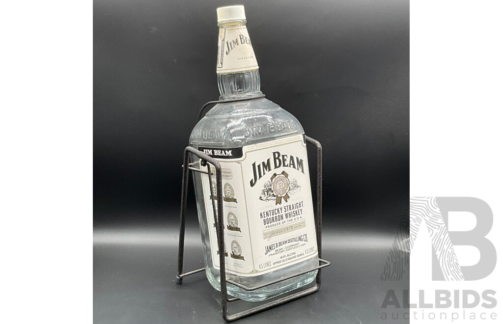 Vintage Jim Beam Kentucky Whiskey 4.5L Bottle in a Swinging Cradle, H: 45cm