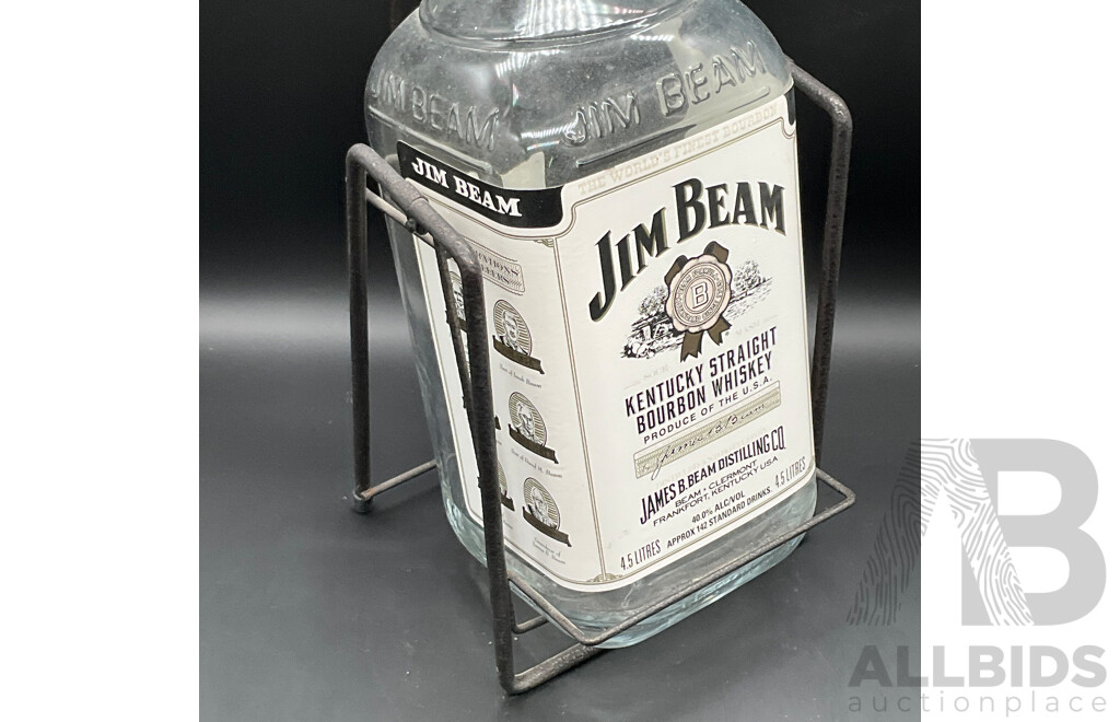 Vintage Jim Beam Kentucky Whiskey 4.5L Bottle in a Swinging Cradle, H: 45cm