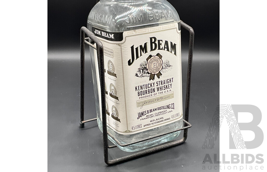 Vintage Jim Beam Kentucky Whiskey 4.5L Bottle in a Swinging Cradle, H: 45cm