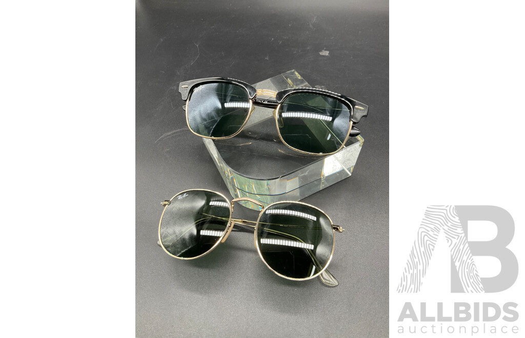 Ray-Ban Round Metal Sunglasses (RB3447) and RaBan Clubmaster Classic Sunglasses (RB3016) - Lot of 2