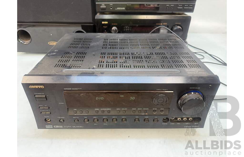 Home Stereo System - Onkyo TX-SR603 AV Receiver + Oppo Blu Ray Player + Denon 5 Disc Cd Player + Denon AVR-5800 + 4x Richter Tall Speakers