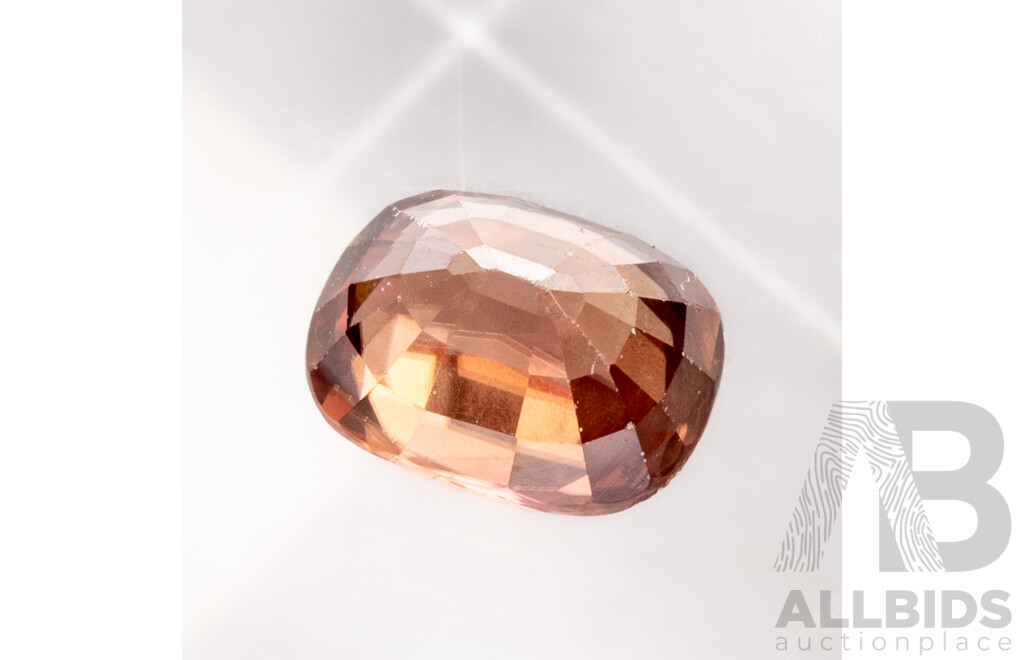 Imperial Champagne Zircon, Natural Untreated Cushion Cut Gemstone, Tanzania, 1.89ct