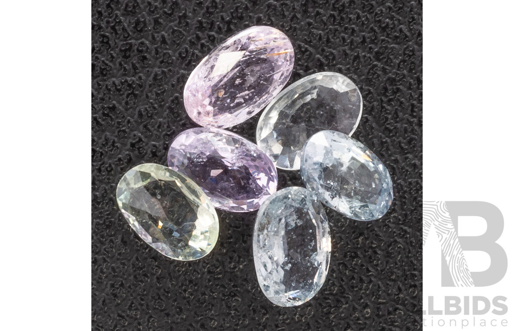 Sapphire, (6) Natural Unheated Gelato Coloured Oval Cut Gemstones, 3.22ct