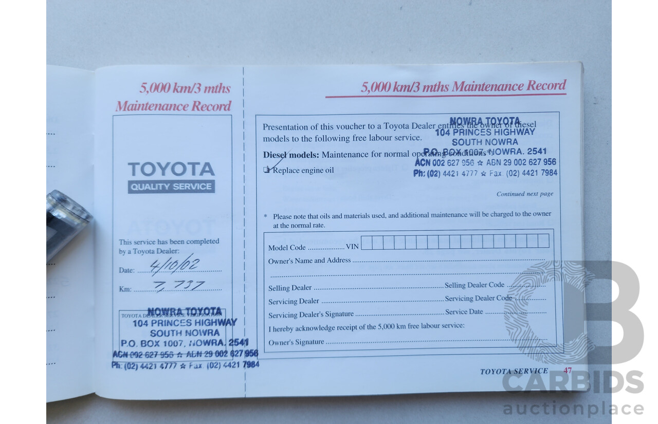 8/2002 Toyota Landcruiser Prado GXL (4x4) KZJ95R 4d Wagon White / Gold 3.0L