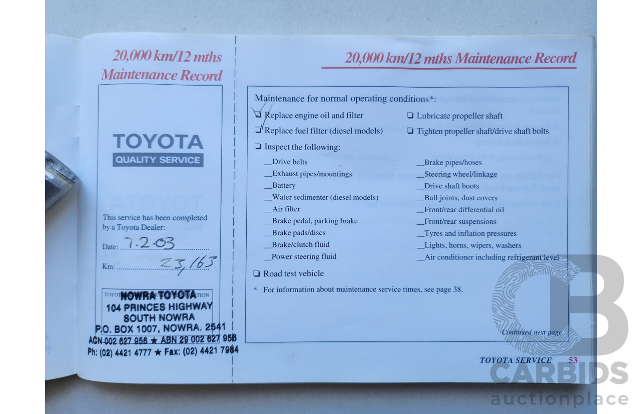 8/2002 Toyota Landcruiser Prado GXL (4x4) KZJ95R 4d Wagon White / Gold 3.0L