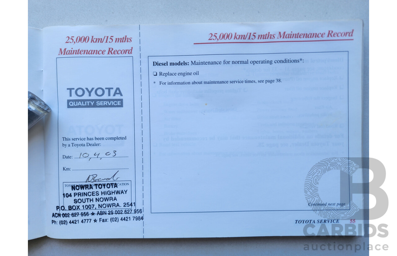 8/2002 Toyota Landcruiser Prado GXL (4x4) KZJ95R 4d Wagon White / Gold 3.0L