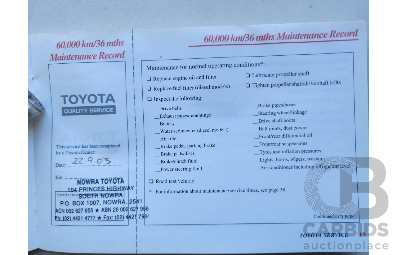 8/2002 Toyota Landcruiser Prado GXL (4x4) KZJ95R 4d Wagon White / Gold 3.0L