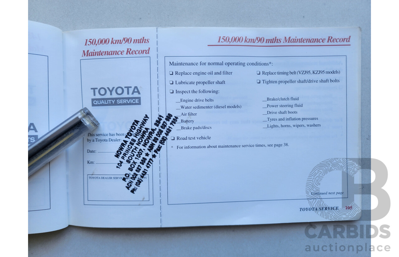 8/2002 Toyota Landcruiser Prado GXL (4x4) KZJ95R 4d Wagon White / Gold 3.0L