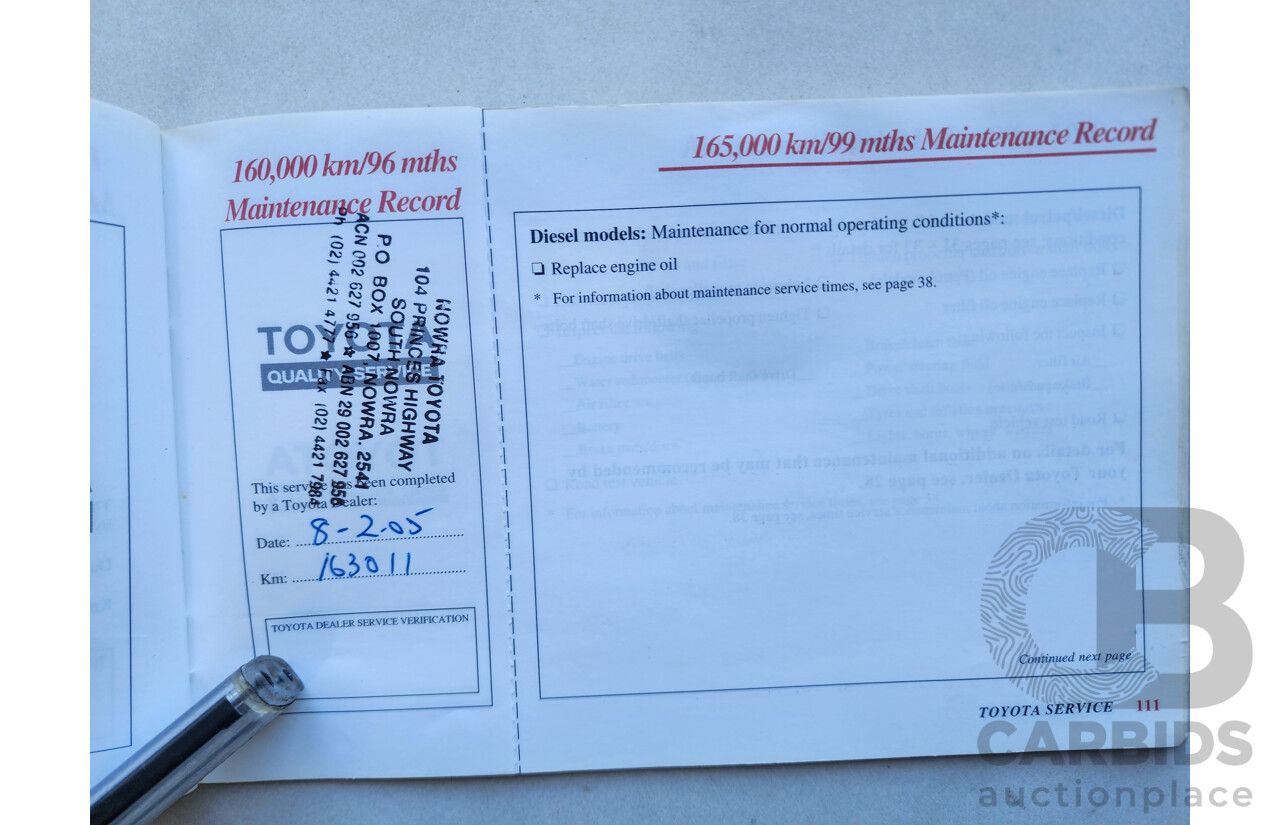 8/2002 Toyota Landcruiser Prado GXL (4x4) KZJ95R 4d Wagon White / Gold 3.0L