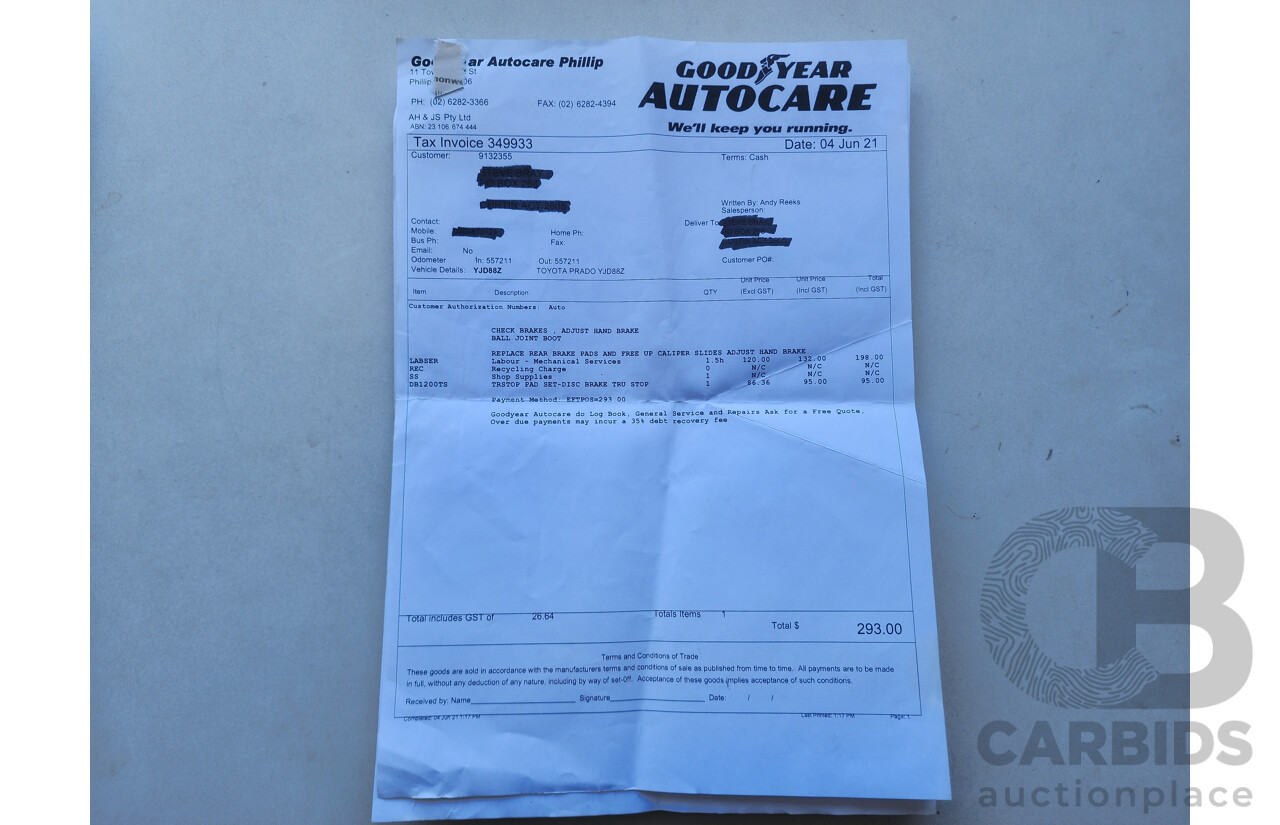 8/2002 Toyota Landcruiser Prado GXL (4x4) KZJ95R 4d Wagon White / Gold 3.0L