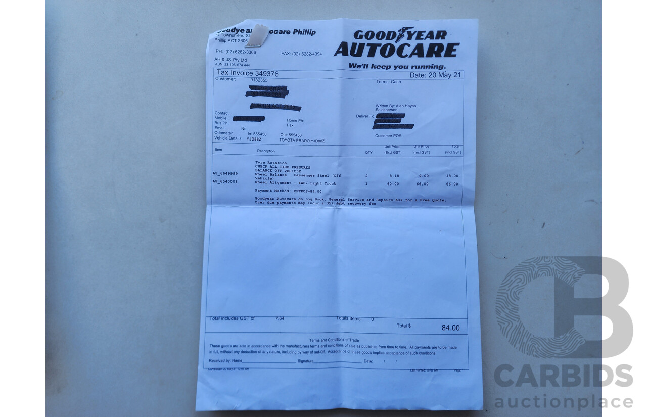 8/2002 Toyota Landcruiser Prado GXL (4x4) KZJ95R 4d Wagon White / Gold 3.0L