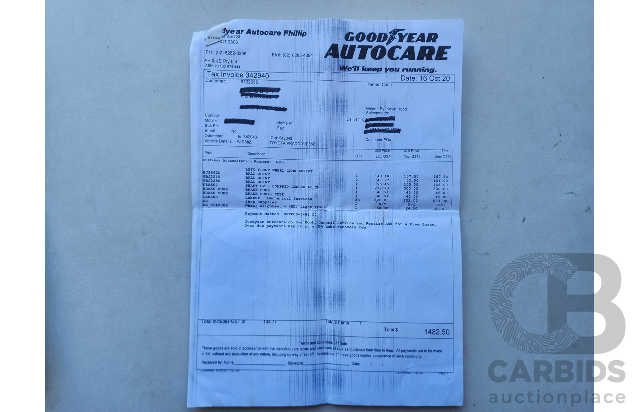 8/2002 Toyota Landcruiser Prado GXL (4x4) KZJ95R 4d Wagon White / Gold 3.0L