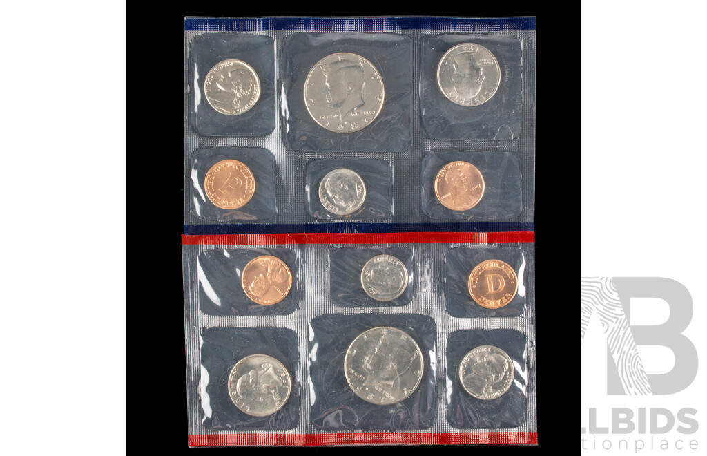 Four USA UNC Mint Sets, Years 1987, 1991, 1998, 1997