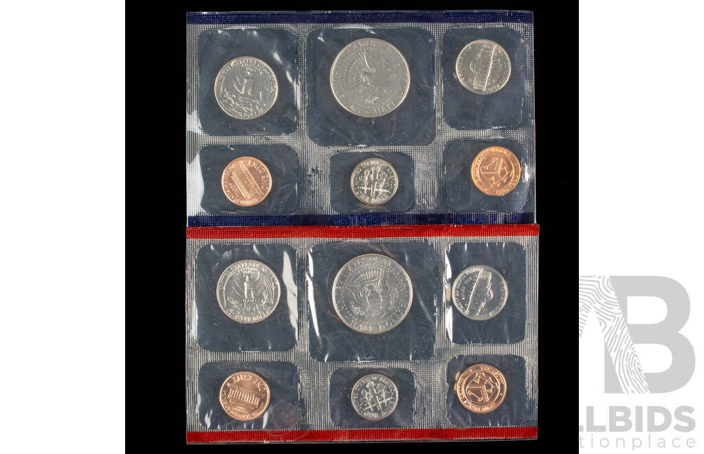 Four USA UNC Mint Sets, Years 1987, 1991, 1998, 1997