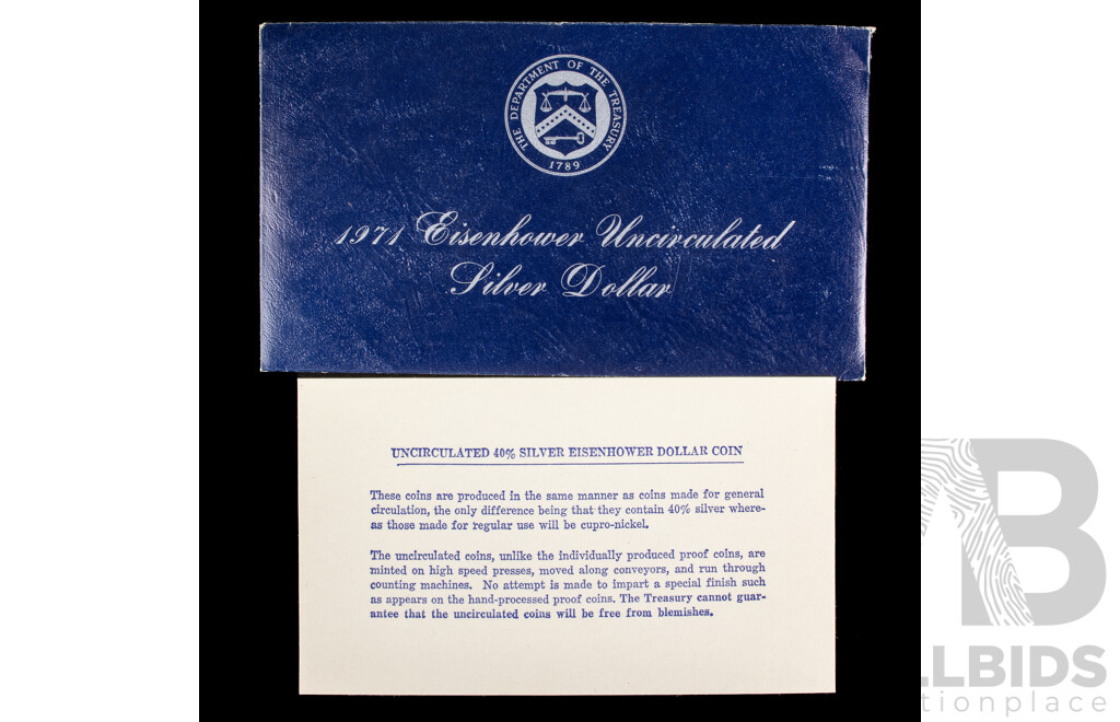 USA 1971 Silver Eisenhower Dollar Coin in Original Packaging .400