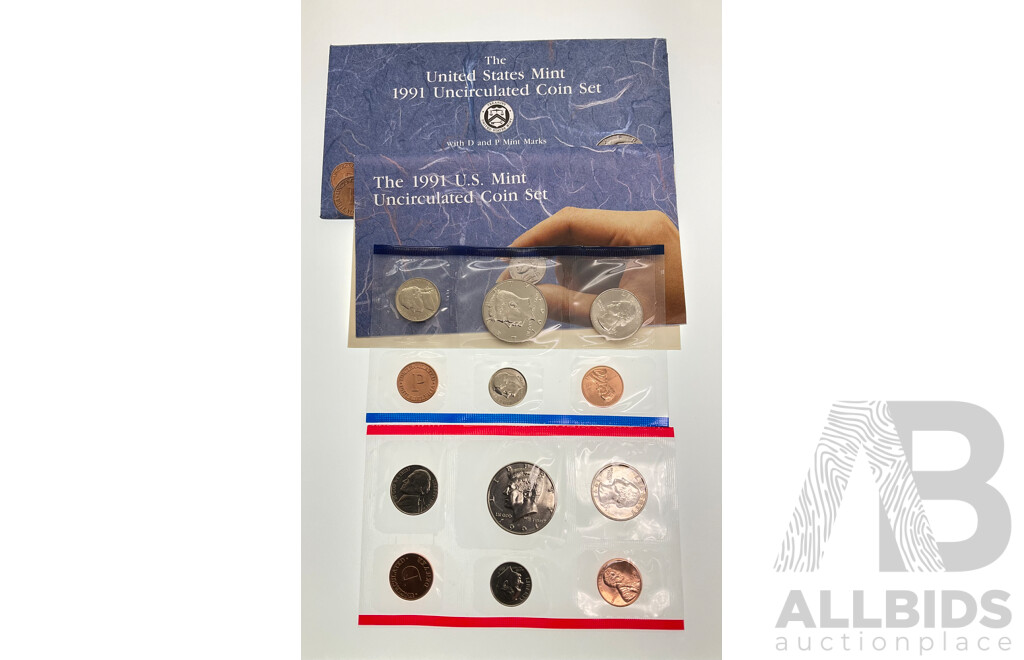 USA 1991 UNC Coin Sets, Denver and Philadelphia Mints