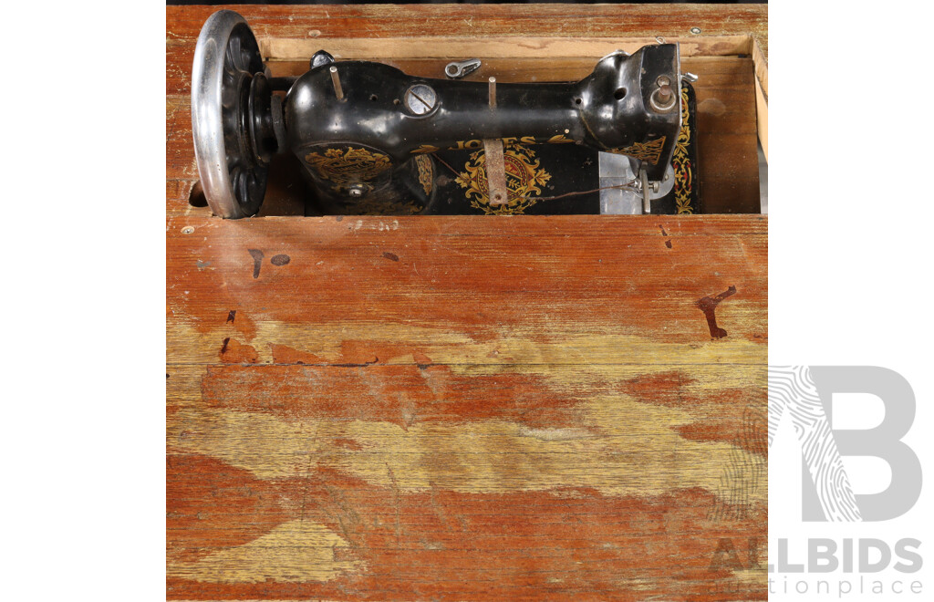 Vintage Jones Sewing Machine Over Treadle Base
