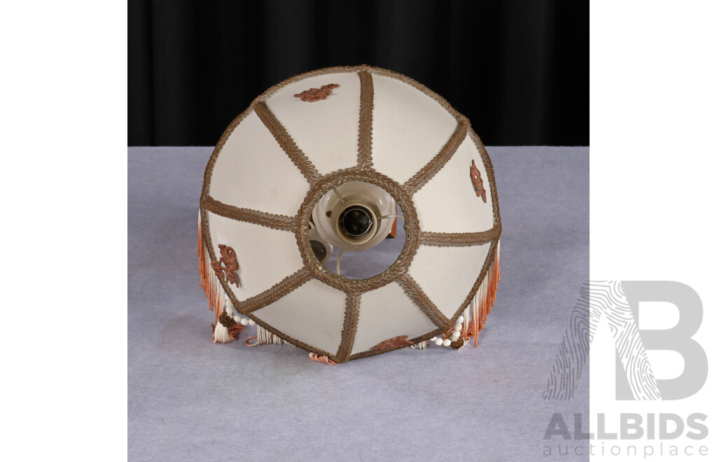 Small Glazed Ceramic Table Lamp with Umbrella Shade