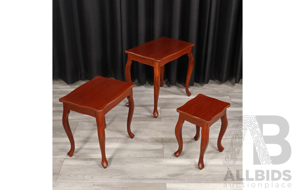 Nest of Three Queen Anne Style Side Tables