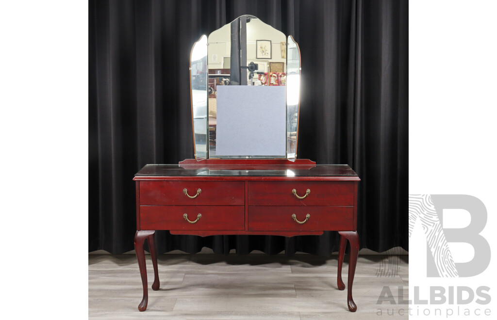 Queen Anne Style Mirrored Back Dressing Table