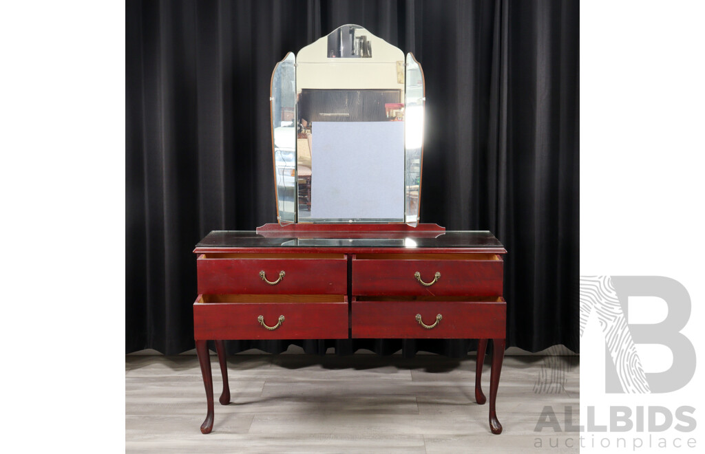Queen Anne Style Mirrored Back Dressing Table