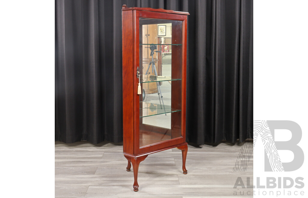 Queen Anne Style Glass Front Corner Cabinet