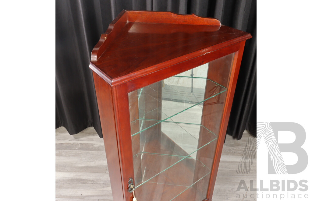 Queen Anne Style Glass Front Corner Cabinet