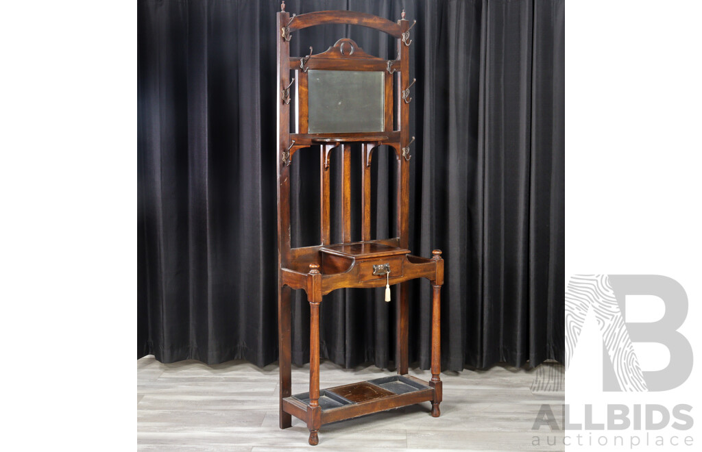 Late Edwardian Mirrored Back Hall Stand
