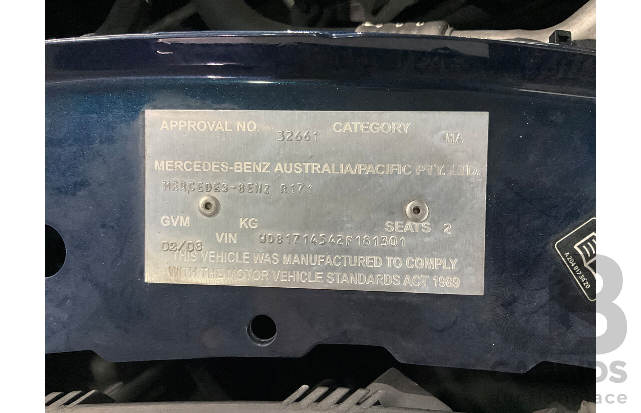 2/2008 Mercedes-Benz SLK 280 R171 07 Upgrade 2d Convertible Benotoite Blue Metallic V6 3.0L