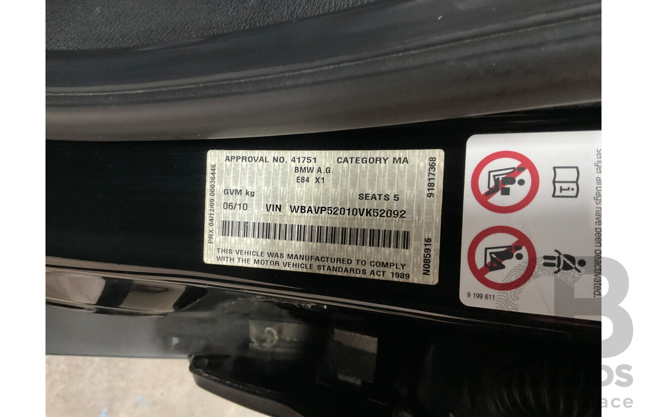 6/2010 BMW X1 xDrive23d E84 4d Wagon Schwartz Black Turbo Diesel 2.0L