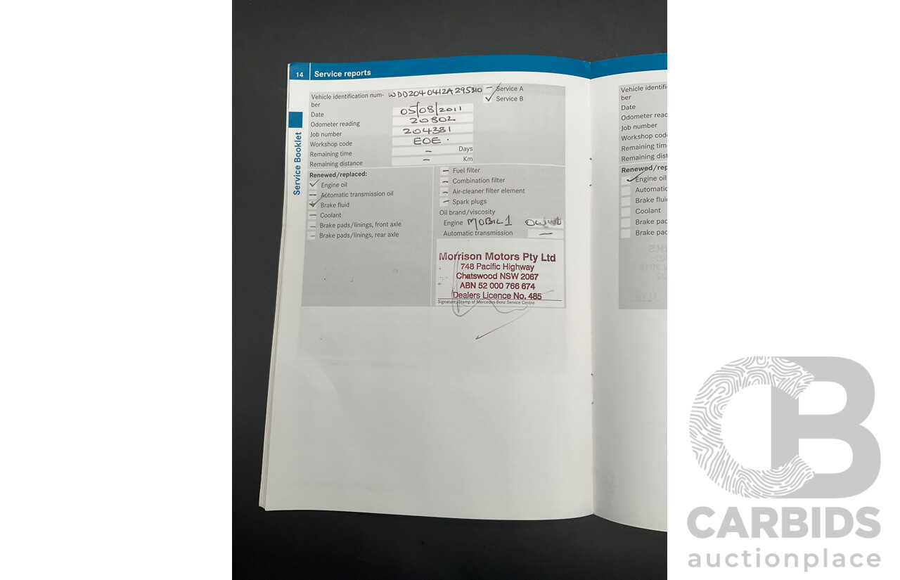 7/2009 Mercedes-Benz C200 Kompressor Avantgarde W204 4d Sedan Calcite White Supercharged 1.8L