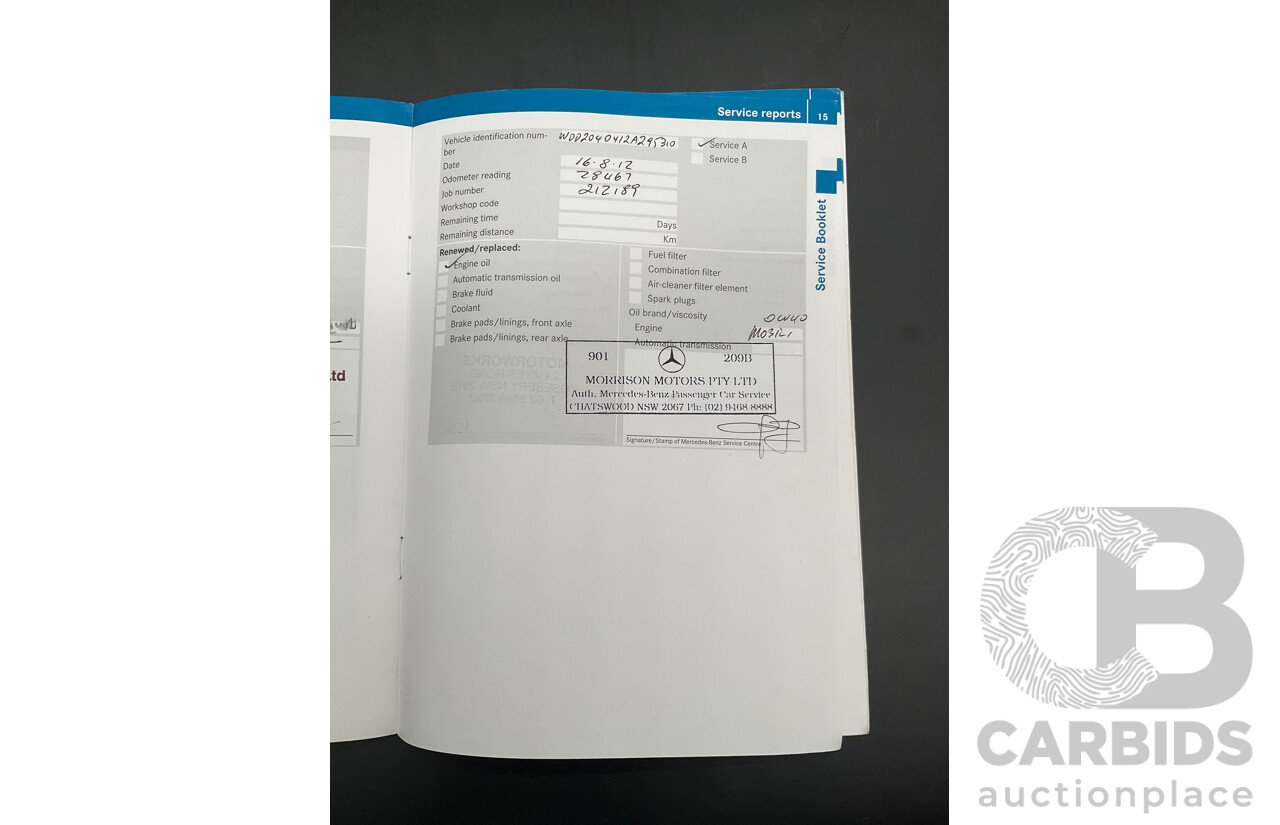 7/2009 Mercedes-Benz C200 Kompressor Avantgarde W204 4d Sedan Calcite White Supercharged 1.8L