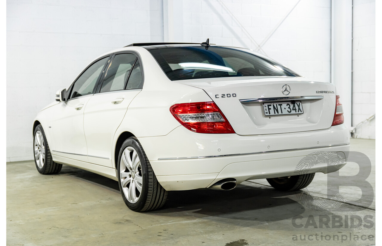 7/2009 Mercedes-Benz C200 Kompressor Avantgarde W204 4d Sedan Calcite White Supercharged 1.8L