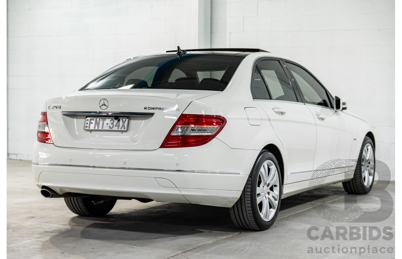 7/2009 Mercedes-Benz C200 Kompressor Avantgarde W204 4d Sedan Calcite White Supercharged 1.8L