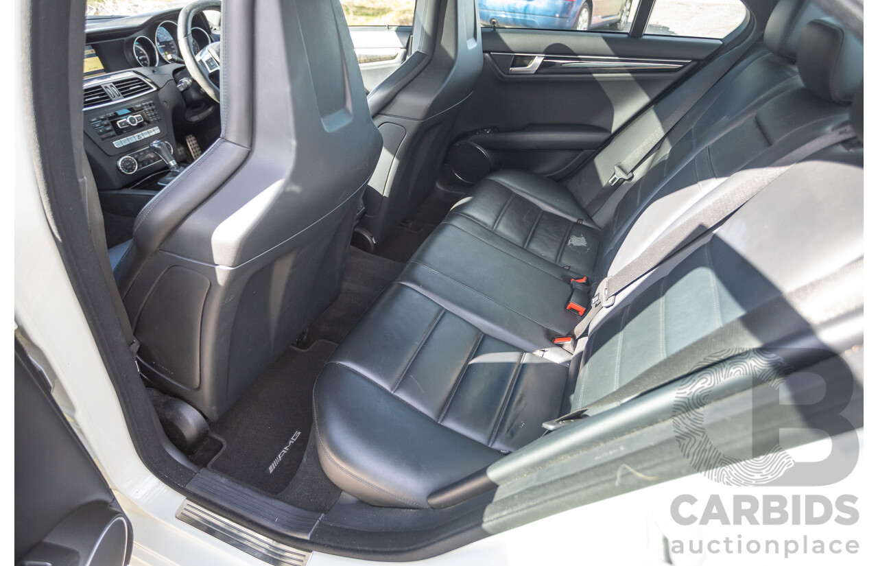 11/2011 Mercedes Benz C63 AMG Performance Package Plus W204 MY11 4d Sedan Calcite White V8 6.3L