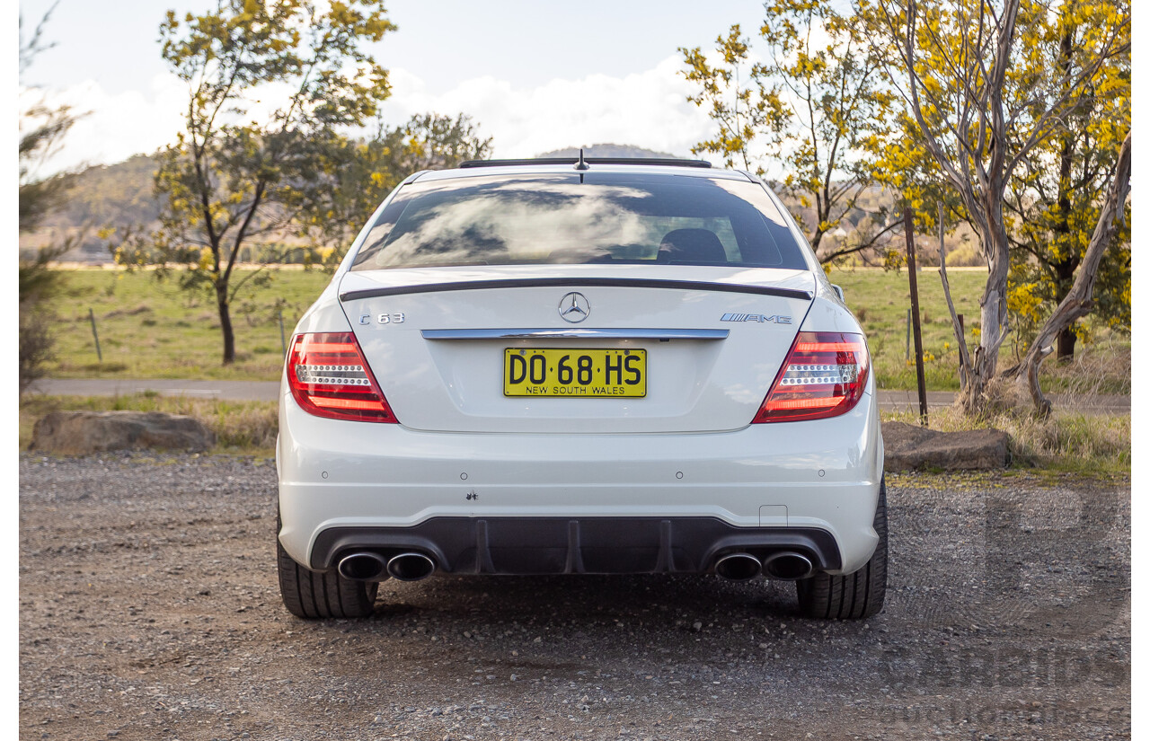 11/2011 Mercedes Benz C63 AMG Performance Package Plus W204 MY11 4d Sedan Calcite White V8 6.3L