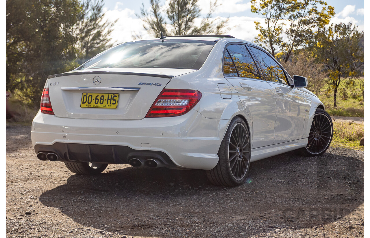 11/2011 Mercedes Benz C63 AMG Performance Package Plus W204 MY11 4d Sedan Calcite White V8 6.3L