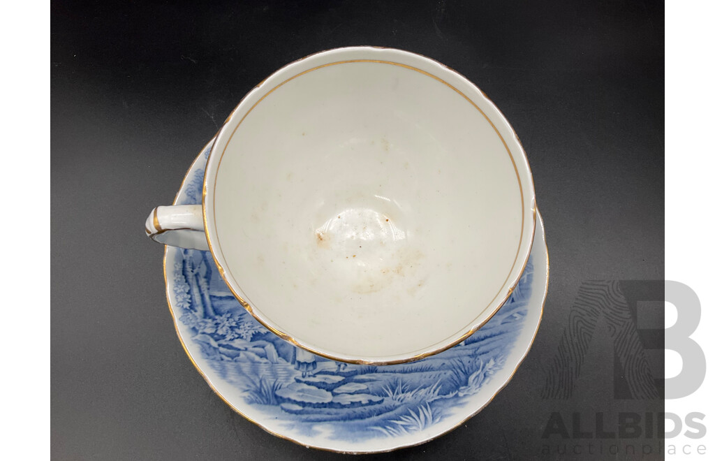 DELFT HOLLAND Dutch Boy and Girl Decanters, Erven Lucas Bols Liquor Decanter and Tulip Shaped Mug and Teacup and Saucer by H&M Sutherland - Lot of 5