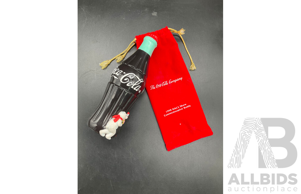 Assorted Empty Whisky Decanters, Original Full Coca-Cola in Glass Bottle From the NACS Show 1998 and Vintage McDonald's 2000 Orlando Worldwide Convention Hinged Coca-Cola Bottle - Lot of 7