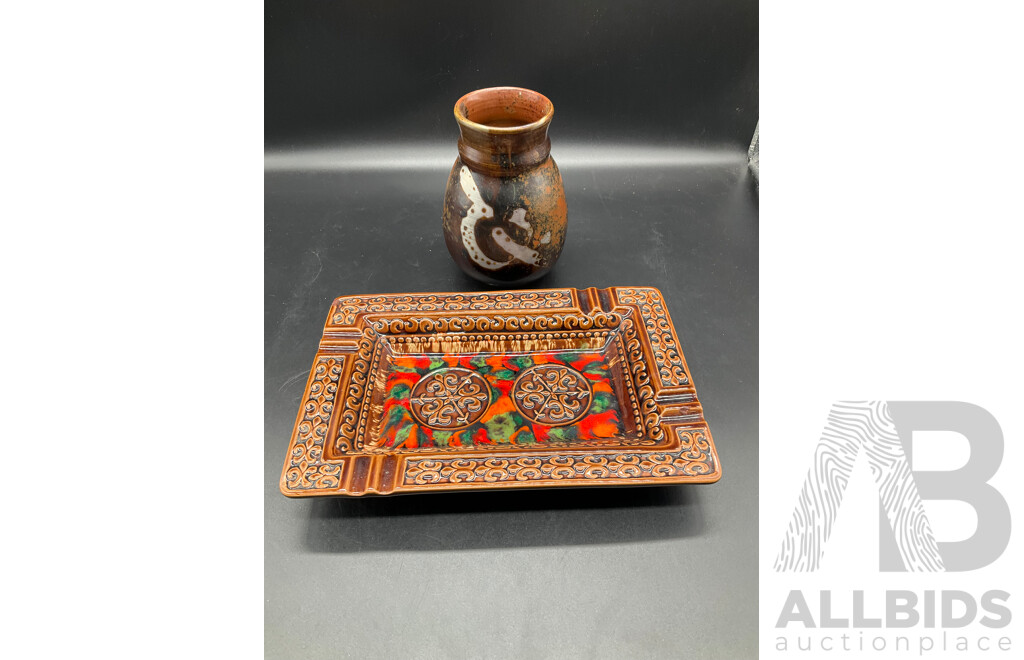 West Germany Jug (390/40), English Chamber Pot, Assorted Crystal Vases, Large Framed Printed Picture and More - Lot of 8