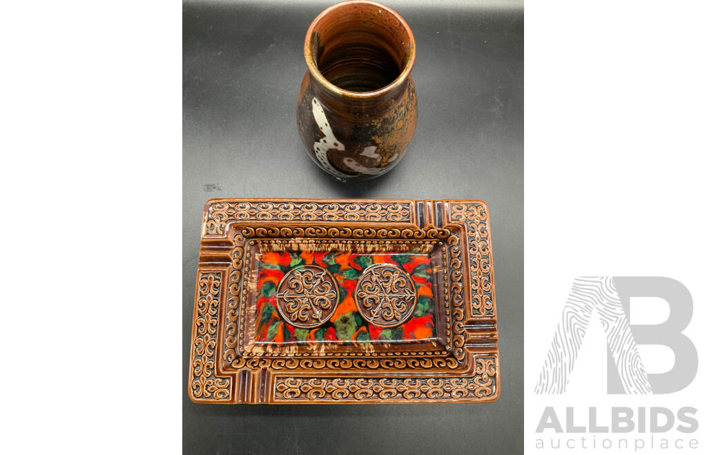 West Germany Jug (390/40), English Chamber Pot, Assorted Crystal Vases, Large Framed Printed Picture and More - Lot of 8