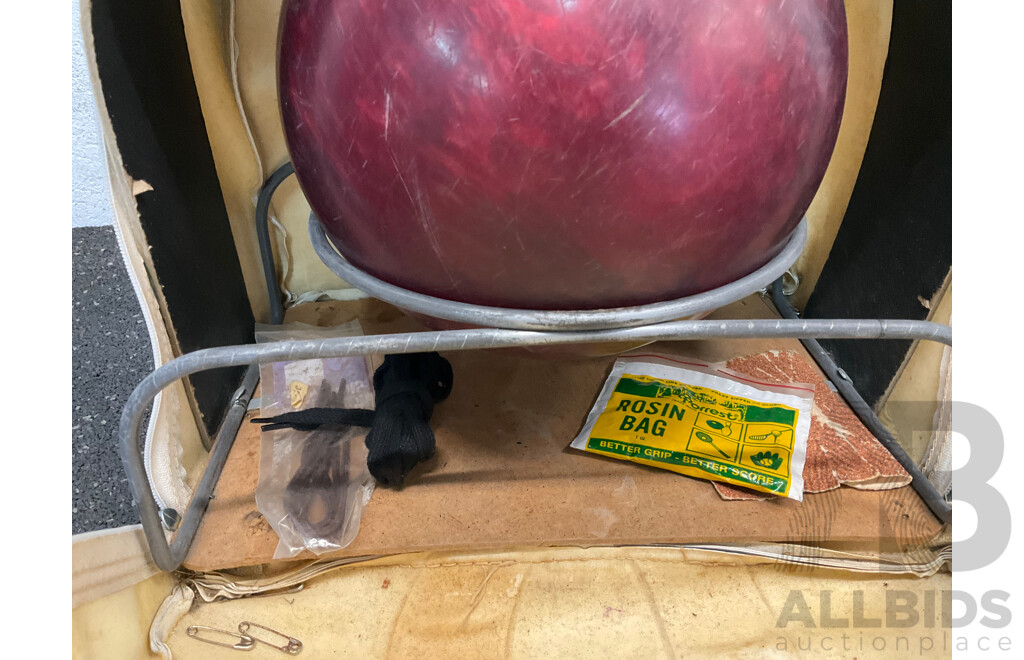 Vintage Bowling AMF Strikeline Ball with Carry Bat, Shoes, Certificates and Pins