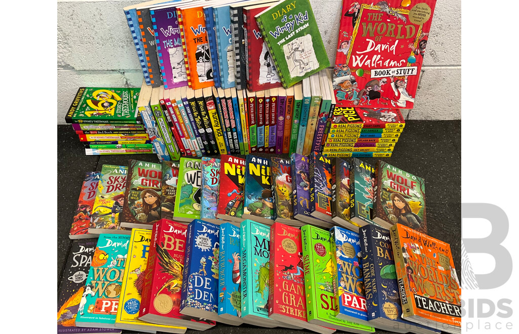 Huge Collection of Kids Books, Including Diary of a Wimpy Kid, David Walliams, Anh Do, the Storey Treehouse, Real Pigeons and More