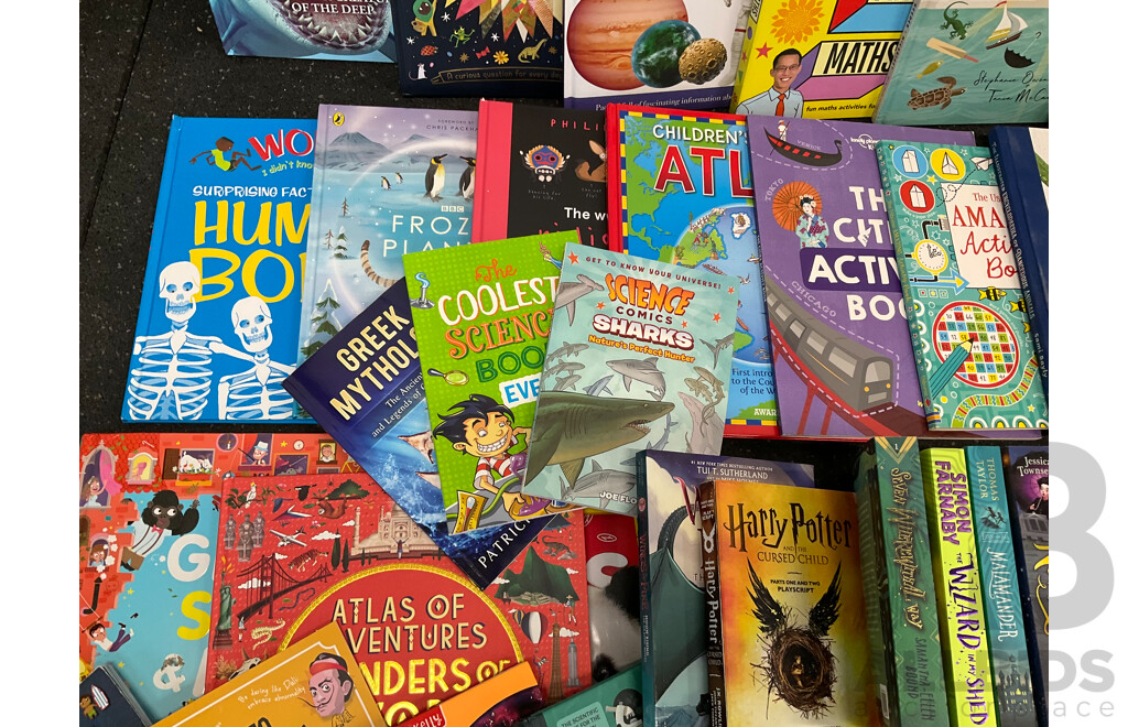 Huge Collection of Kids and Adults Books, Including Harry Potter, Pokemon Handbook, Assorted Encyclopedies and More