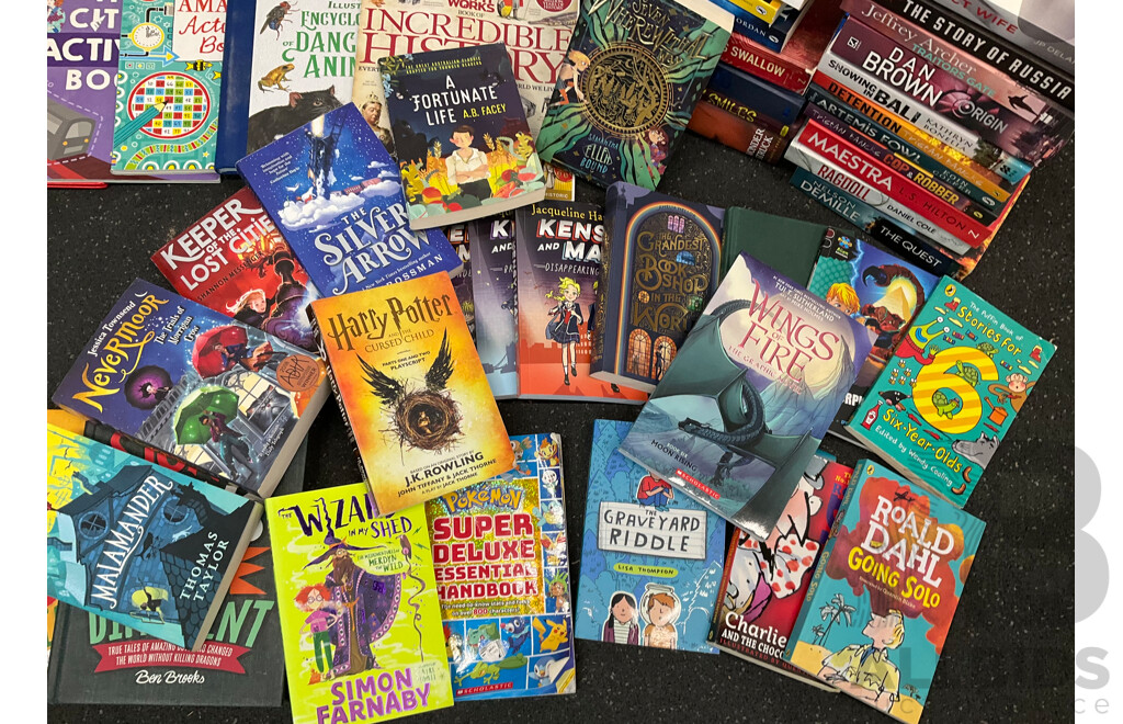 Huge Collection of Kids and Adults Books, Including Harry Potter, Pokemon Handbook, Assorted Encyclopedies and More