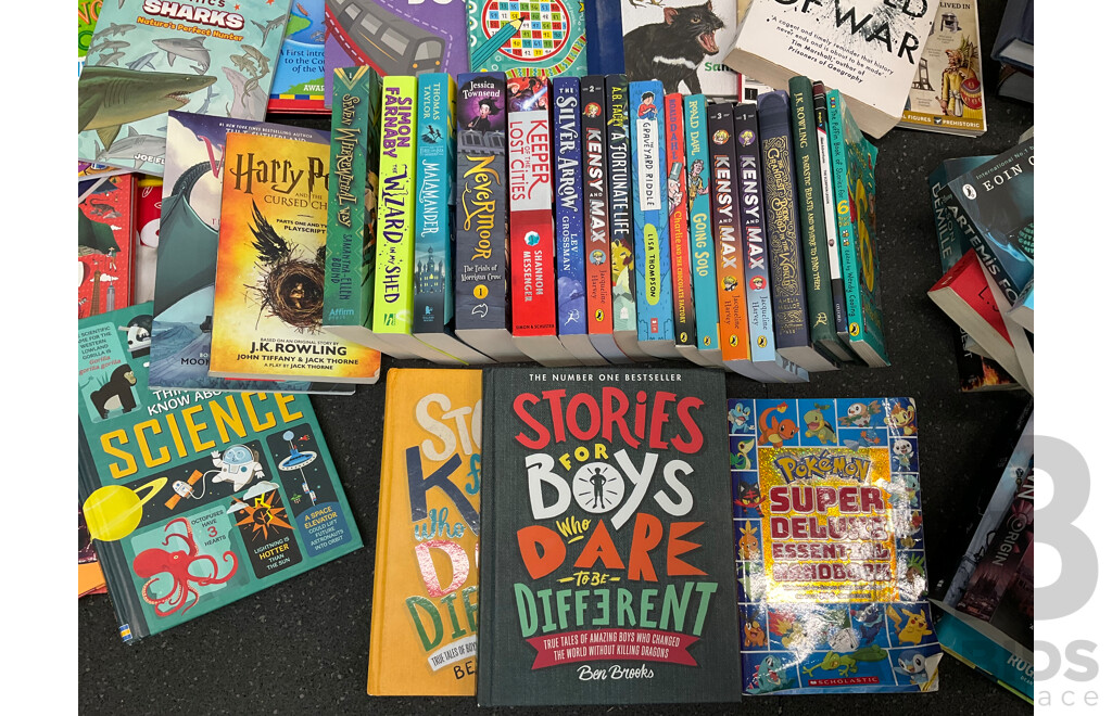 Huge Collection of Kids and Adults Books, Including Harry Potter, Pokemon Handbook, Assorted Encyclopedies and More