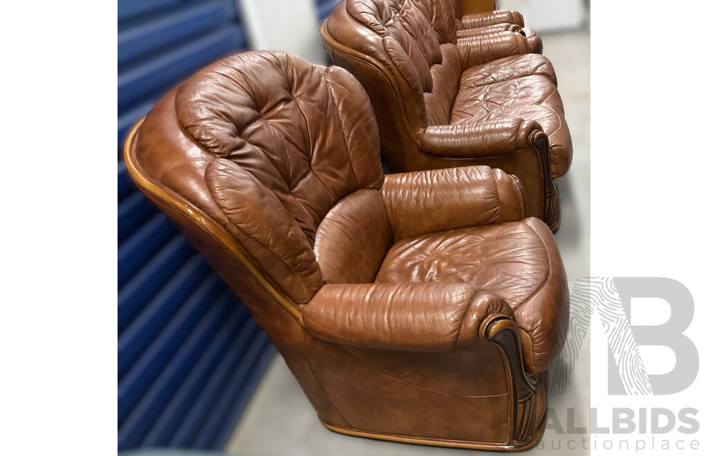 Sofa Suit in Tan Leather 2+1+1